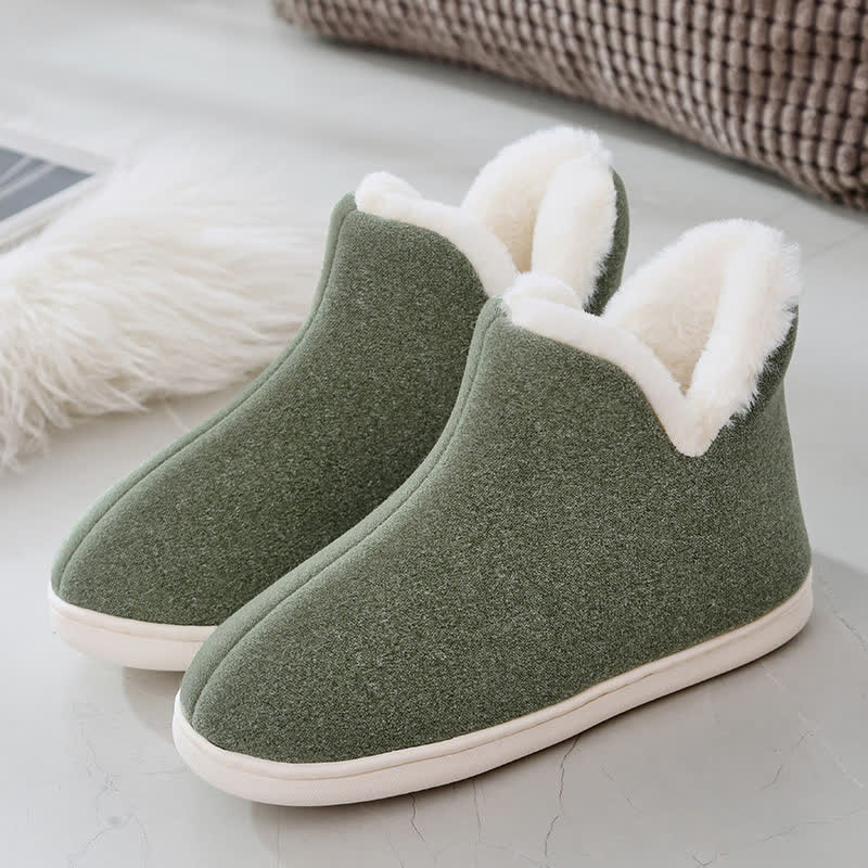 Solid Color High Top Warm Slippers - Green - EU39-40(US6-7) - image 16