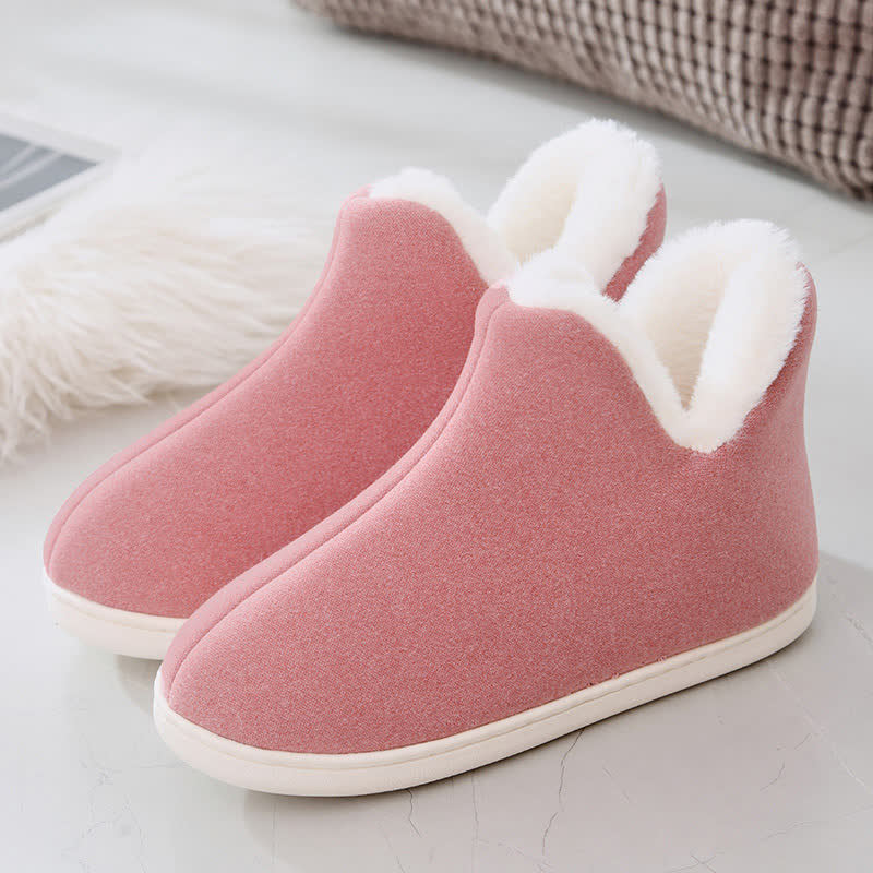 Solid Color High Top Warm Slippers - Pink - EU39-40(US6-7) - image 18