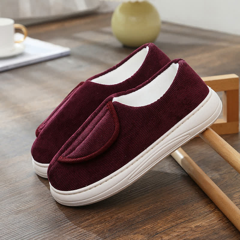 Plus Size Non-Slip Velcro Warm Slippers - Wine - EU42-43(US8.5-9) - image 6