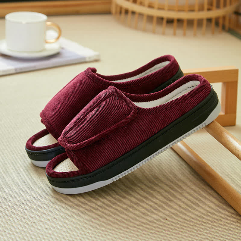 Plus Size Easy On Velcro Non-slip Slippers - Wine - EU42-43(US7.5-8.5) - image 5