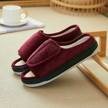 Plus Size Easy On Velcro Non-slip Slippers - Wine - EU42-43(US7.5-8.5) - image 5