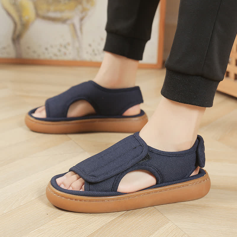 Plus Size Adjustable Easy On Non-slip Slippers - Blue - EU47-48(US12-13) - image 3
