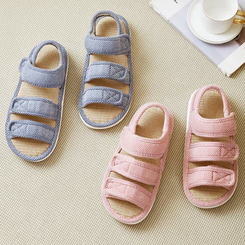 Plus Size Breathable Velcro Linen Slippers