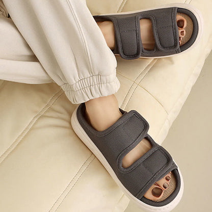 Plus Size Adjustable Velcro Non-slip Linen Slippers - image 2