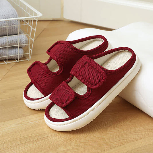 Plus Size Adjustable Velcro Non-slip Linen Slippers - Red - EU41-42(US7.5-8.5) - image 0