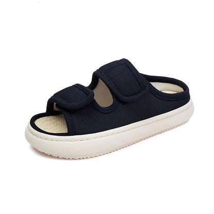 Plus Size Adjustable Velcro Non-slip Linen Slippers - image 14
