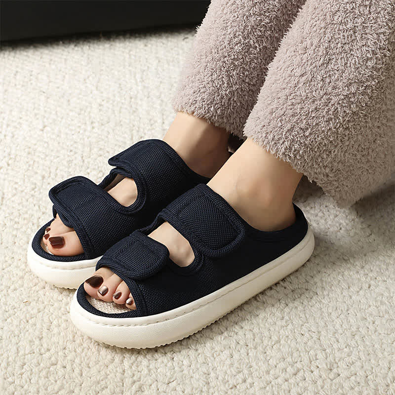 Plus Size Adjustable Velcro Non-slip Linen Slippers - image 9