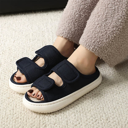 Plus Size Adjustable Velcro Non-slip Linen Slippers - image 9