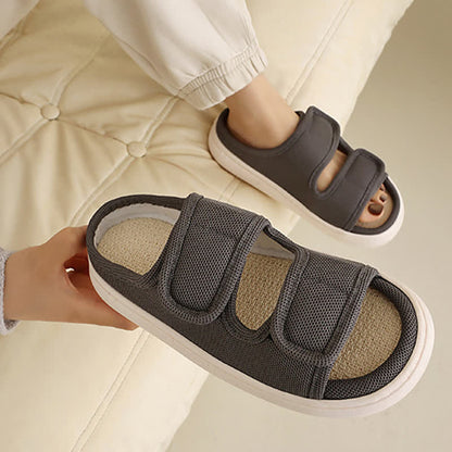 Plus Size Adjustable Velcro Non-slip Linen Slippers - image 3