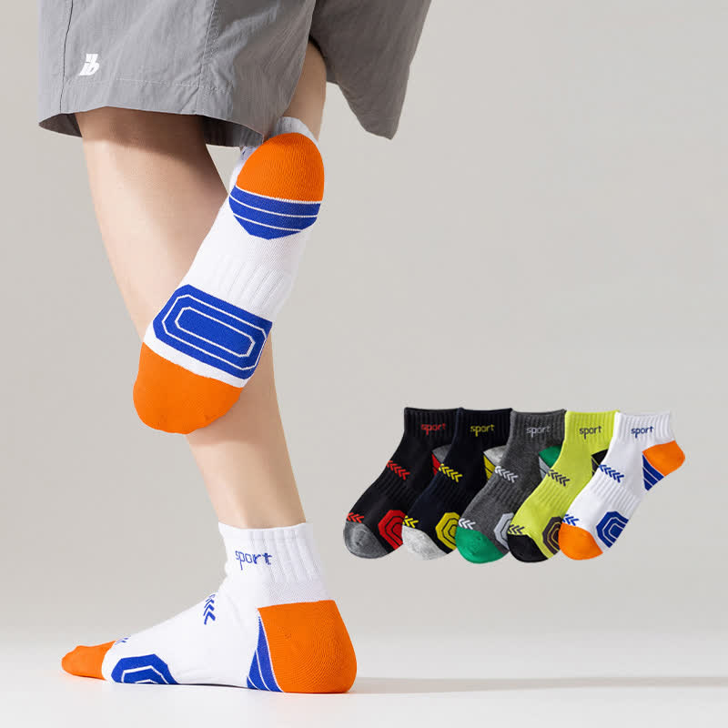 Color Block Arrow Letter  Ankle Compression Socks(5 Pairs) - image 1