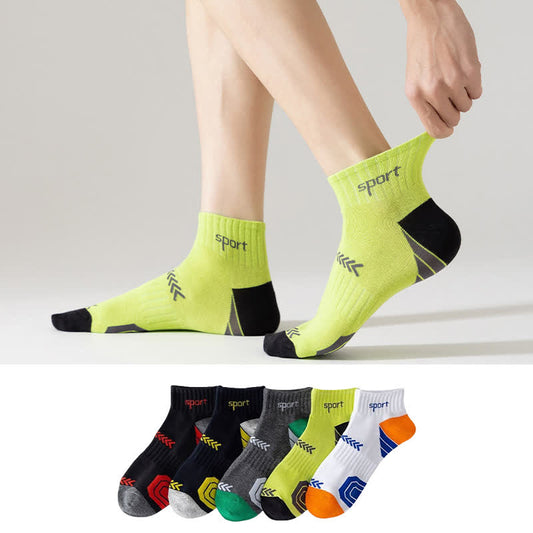 Color Block Arrow Letter  Ankle Compression Socks(5 Pairs)