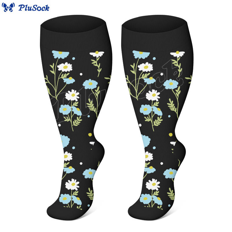 Plus Size Painted Flower Bird Compression Socks - image 2