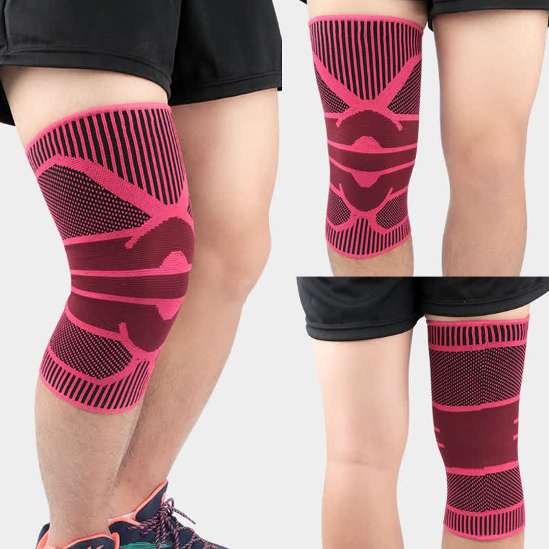 Knitted Breathable Sports Compression Knee Pads - Pink - XL - image 10