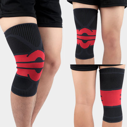 Knitted Breathable Sports Compression Knee Pads - Red - XL - image 7