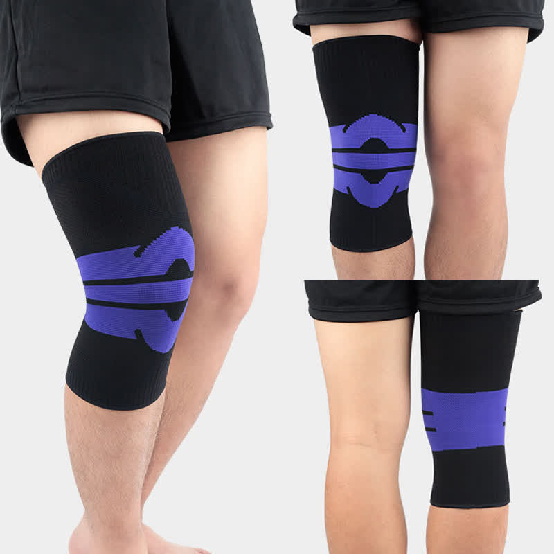 Knitted Breathable Sports Compression Knee Pads - Purple - XL - image 4