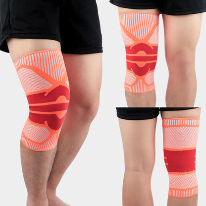 Knitted Breathable Sports Compression Knee Pads - Orange&Red - XL - image 9