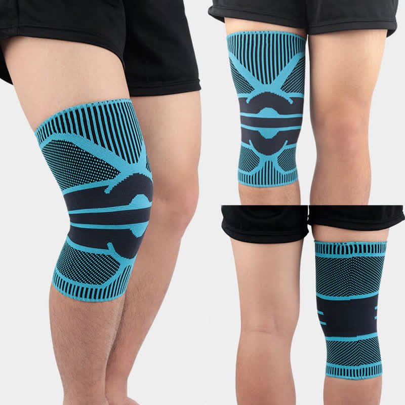 Knitted Breathable Sports Compression Knee Pads - Royal Blue - XL - image 11