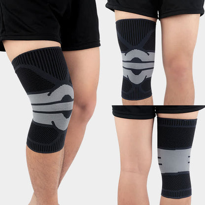 Knitted Breathable Sports Compression Knee Pads - Grey - XL - image 8