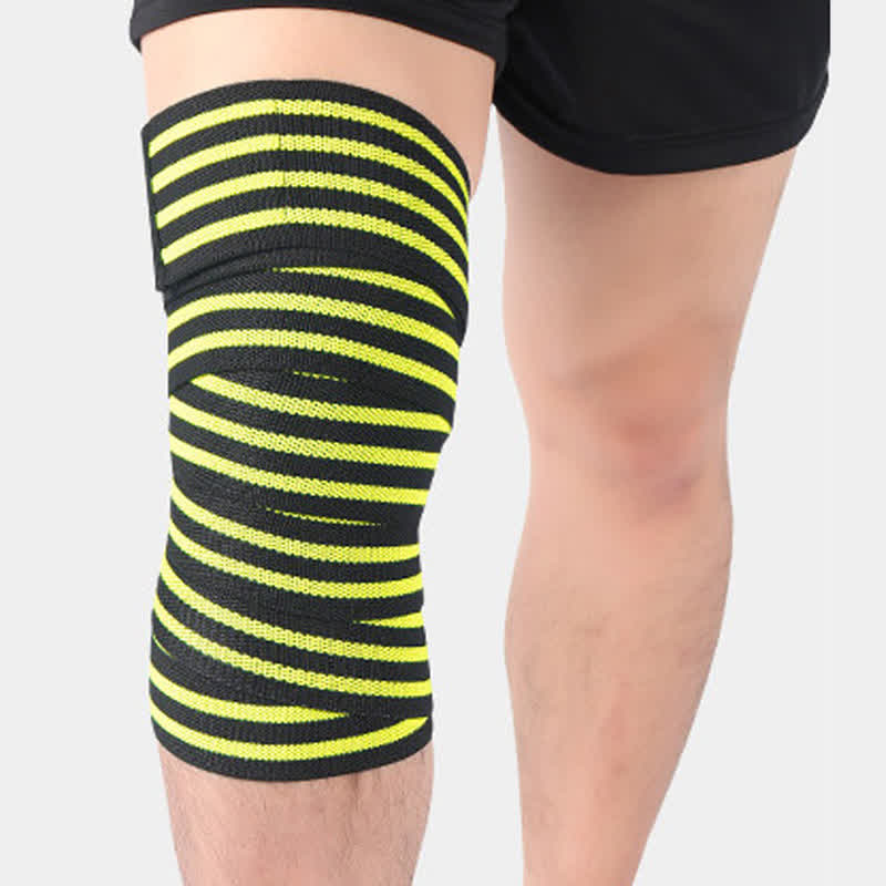 Elastic Wrap Adjustable Sports Knee Pads - Yellow - One Size - image 15
