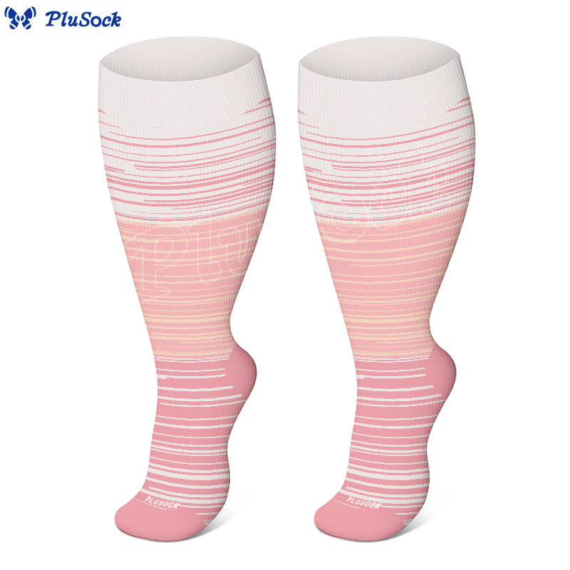 Plus Size Gradient Striped Compression Socks - image 1