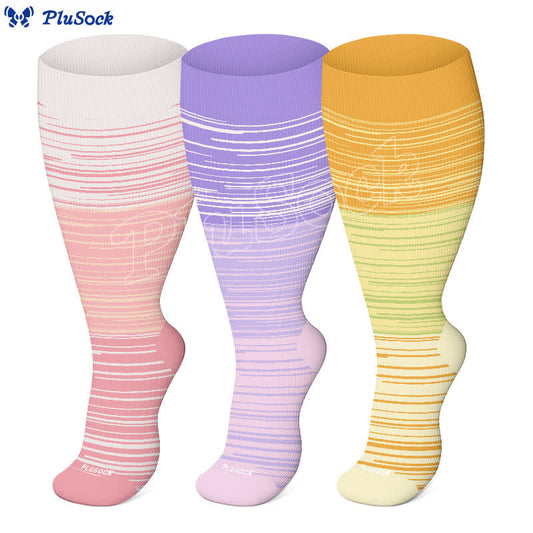Plus Size Gradient Striped Compression Socks - image 0