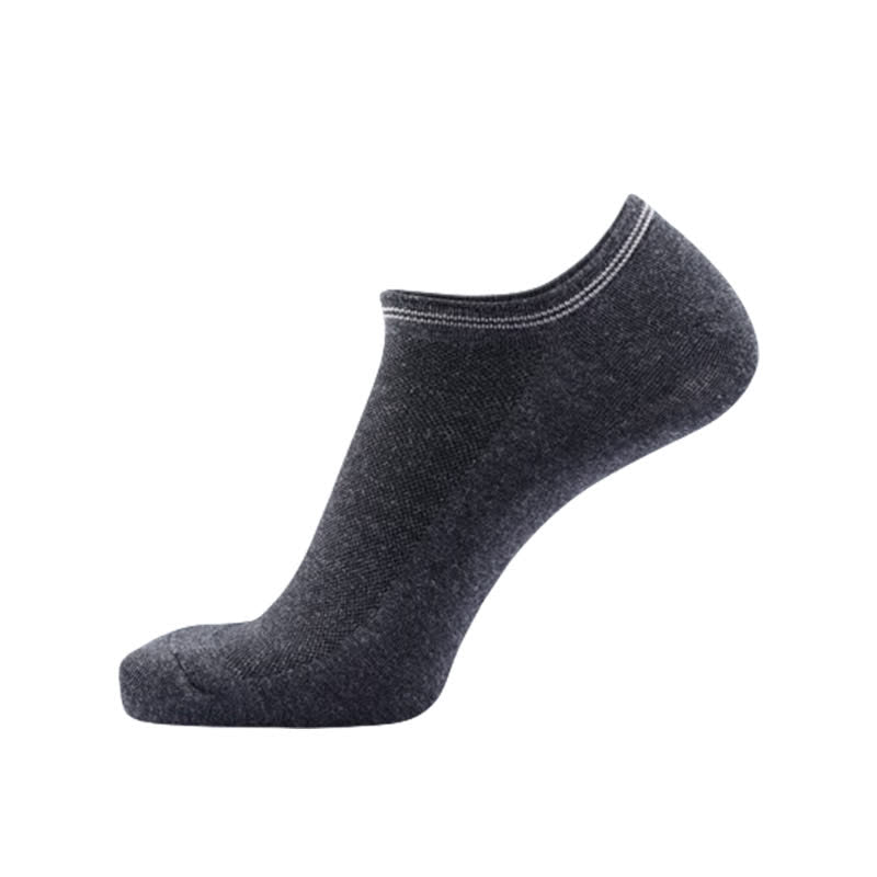 Striped Cuff Cotton No-show Socks(5 Pairs) - Dark Grey - EU43-50(US9-15) - image 6