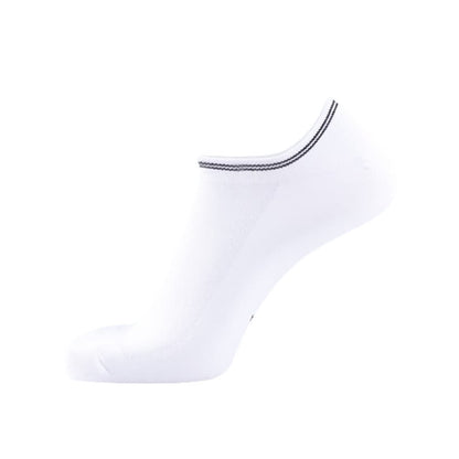 Striped Cuff Cotton No-show Socks(5 Pairs) - White - EU43-50(US9-15) - image 3