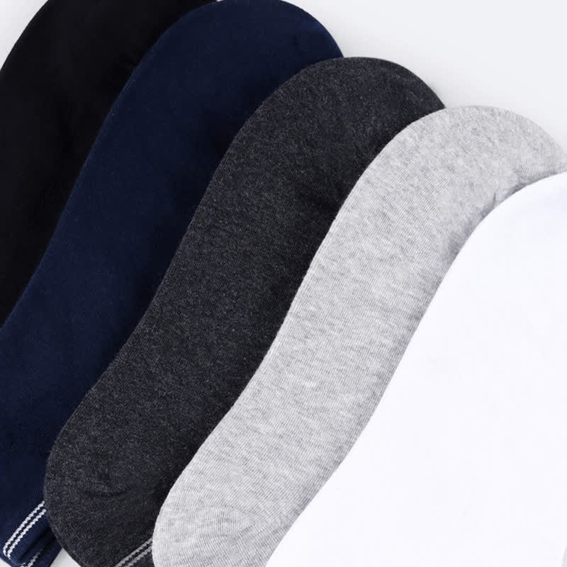Striped Cuff Cotton No-show Socks(5 Pairs) - image 1
