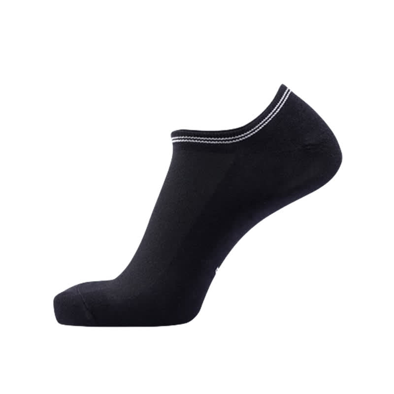 Striped Cuff Cotton No-show Socks(5 Pairs) - Black - EU43-50(US9-15) - image 7
