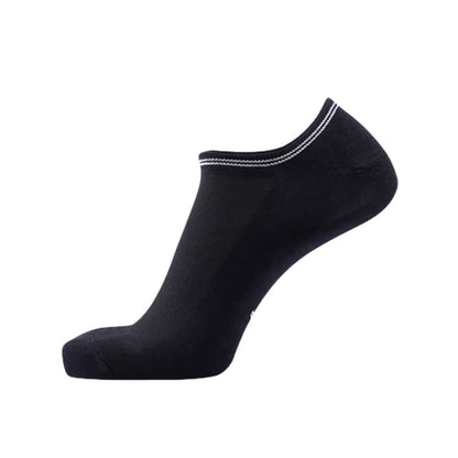 Striped Cuff Cotton No-show Socks(5 Pairs) - Black - EU43-50(US9-15) - image 7