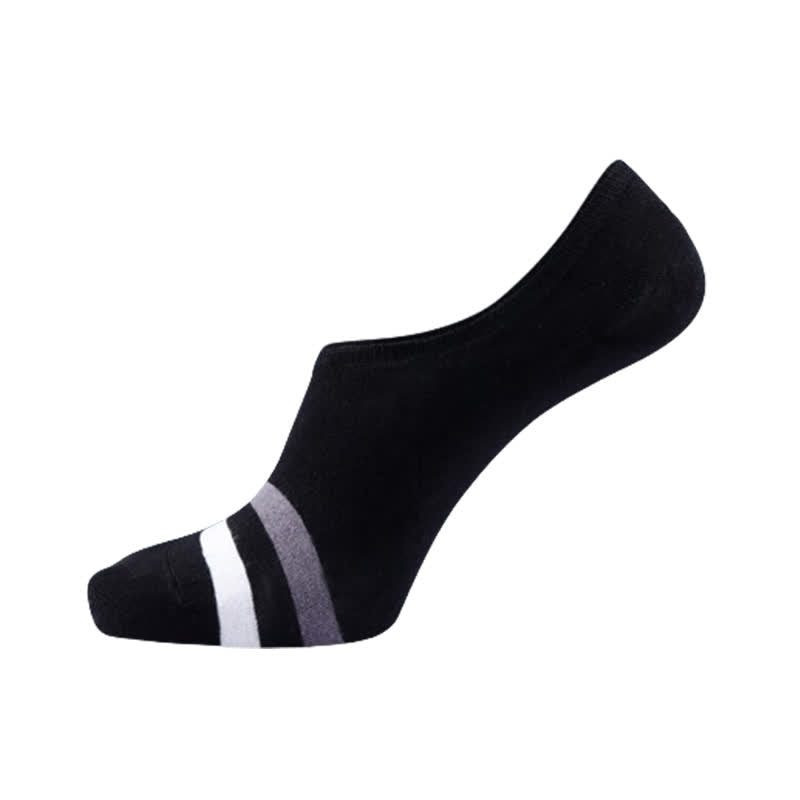 Striped Cuff No-show Socks(5 Pairs) - Black - EU43-50(US9-15) - image 7