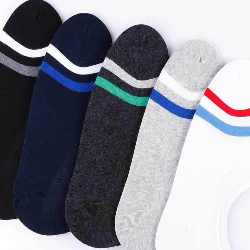 Striped Cuff No-show Socks(5 Pairs) - image 1
