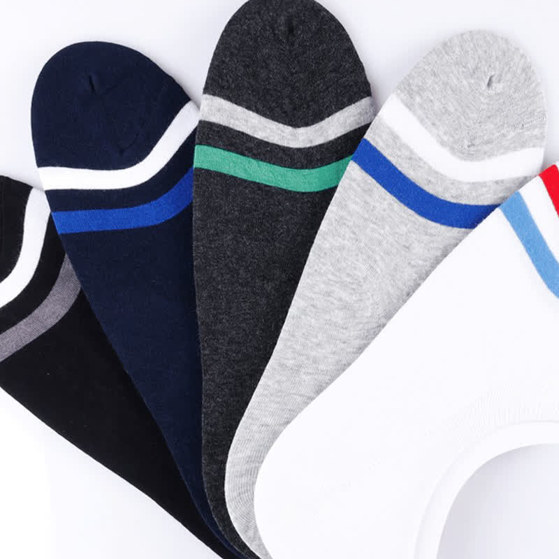 Striped Cuff No-show Socks(5 Pairs) - image 2