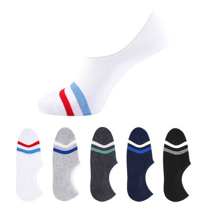 Striped Cuff No-show Socks(5 Pairs) - Multicolor - EU43-50(US9-15) - image 0