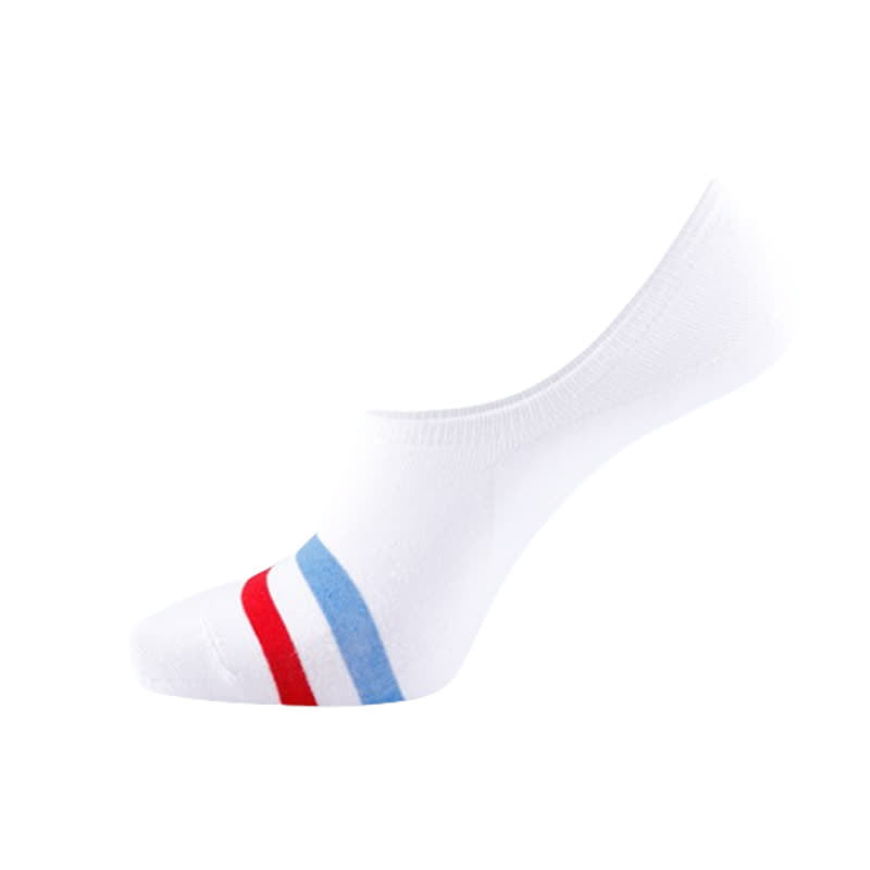 Striped Cuff No-show Socks(5 Pairs) - White - EU43-50(US9-15) - image 3