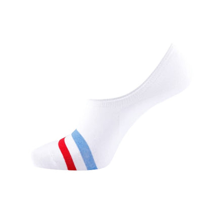 Striped Cuff No-show Socks(5 Pairs) - White - EU43-50(US9-15) - image 3