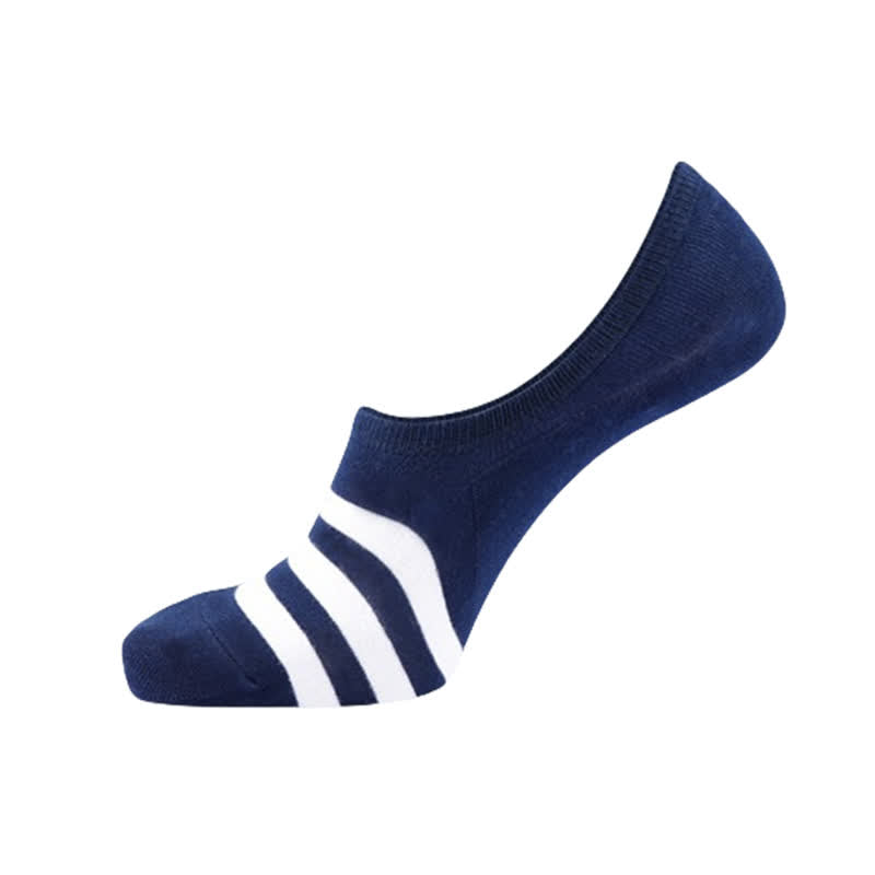 Striped No-show Liner Socks(5 Pairs) - Navy Blue - EU43-50(US9-15) - image 5