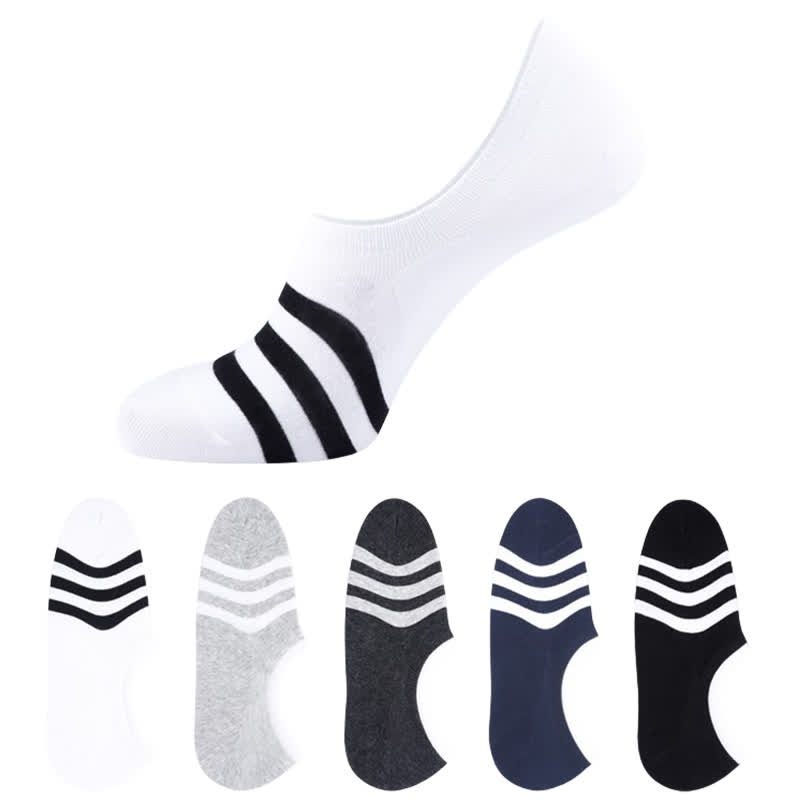 Striped No-show Liner Socks(5 Pairs) - Multicolor - EU43-50(US9-15) - image 0