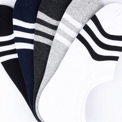 Plus Size Striped No-show Liner Socks(5 Pairs)