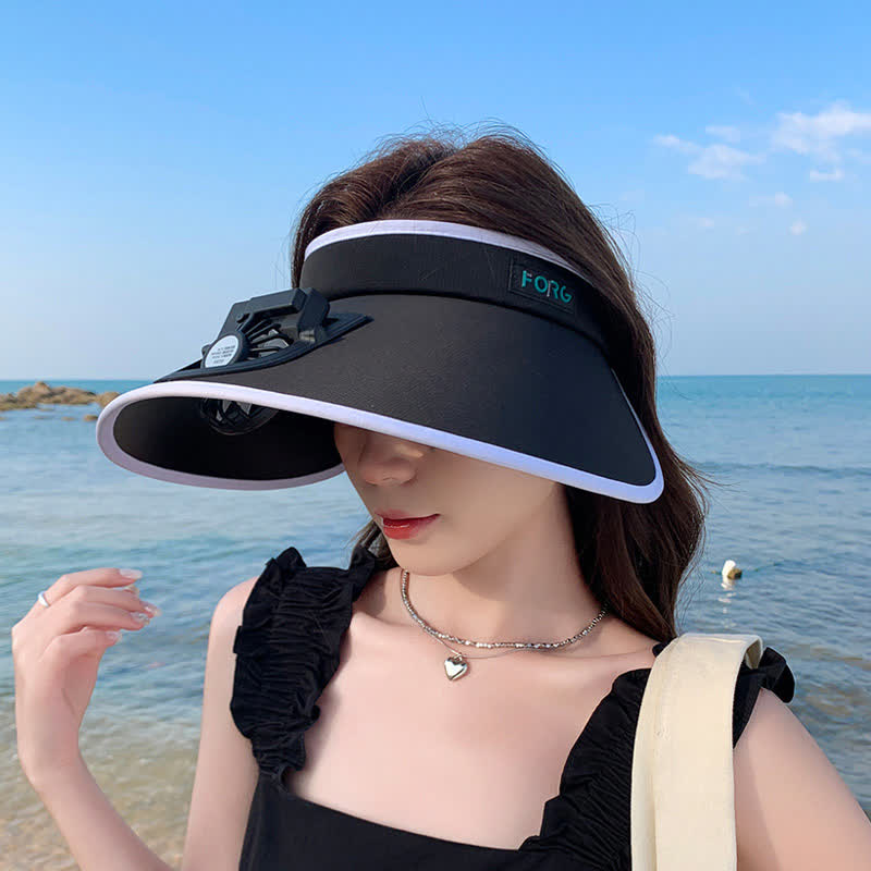 Outdoor Rechargeable Fan Visor Hat(2 Packs) - Black - One Size - image 4