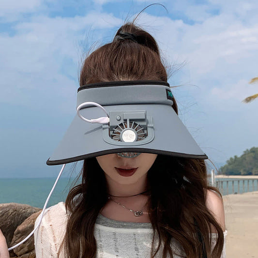Outdoor Rechargeable Fan Visor Hat(2 Packs) - Dark Grey - One Size - image 0