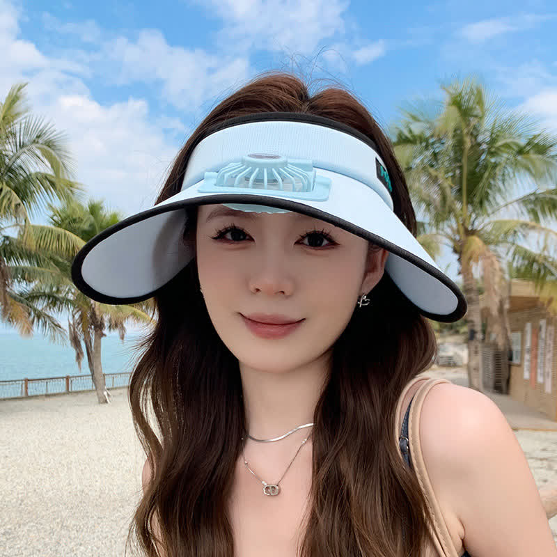 Outdoor Rechargeable Fan Visor Hat(2 Packs) - Blue - One Size - image 6