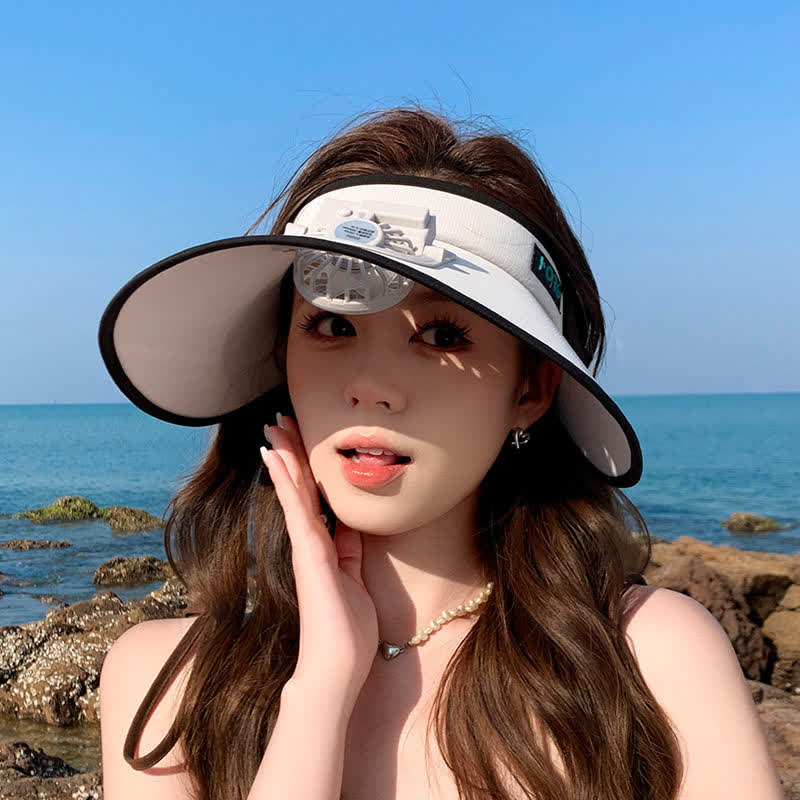 Outdoor Rechargeable Fan Visor Hat(2 Packs) - Light Gray - One Size - image 7