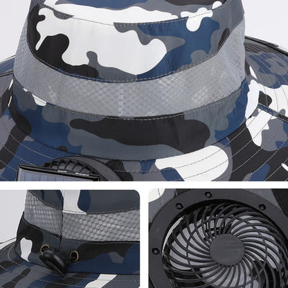 Camouflage Bucket Hat with Neck Flap and Rechargeable Fan(2 Packs) - image 7
