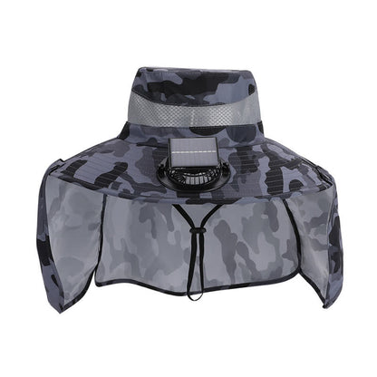 Camouflage Bucket Hat with Neck Flap and Rechargeable Fan - image 6
