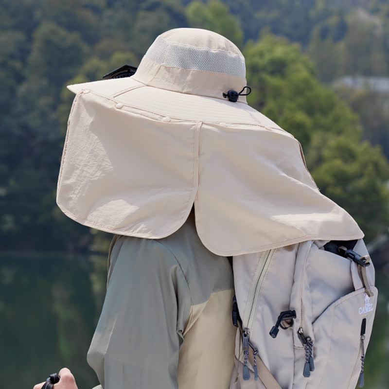 Outdoor Rechargeable Fan Bucket Hat with Neck Flap - image 5