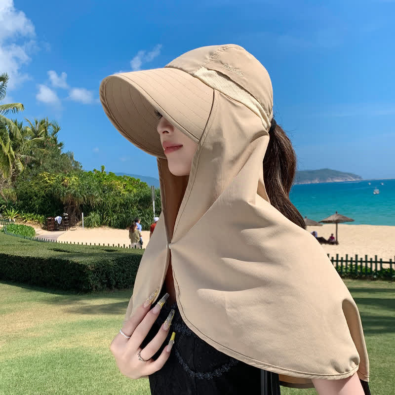 Wide Brim Waterproof Sun Hat with Neck Flap(2 Packs) - Khaki - One Size - image 7