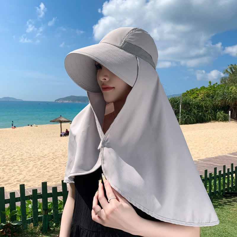 Wide Brim Waterproof Sun Hat with Neck Flap(2 Packs) - Grey - One Size - image 4