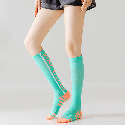 Bright Letter Print Compression Knee High Socks(4 Pairs)