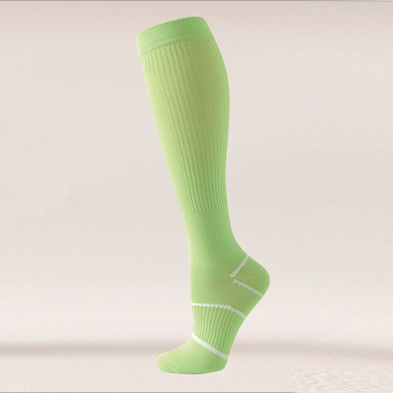 Solid Color Mesh Breathable Compression Knee High Socks(6 Pairs) - Green - EU36-40(US3-7) - image 9
